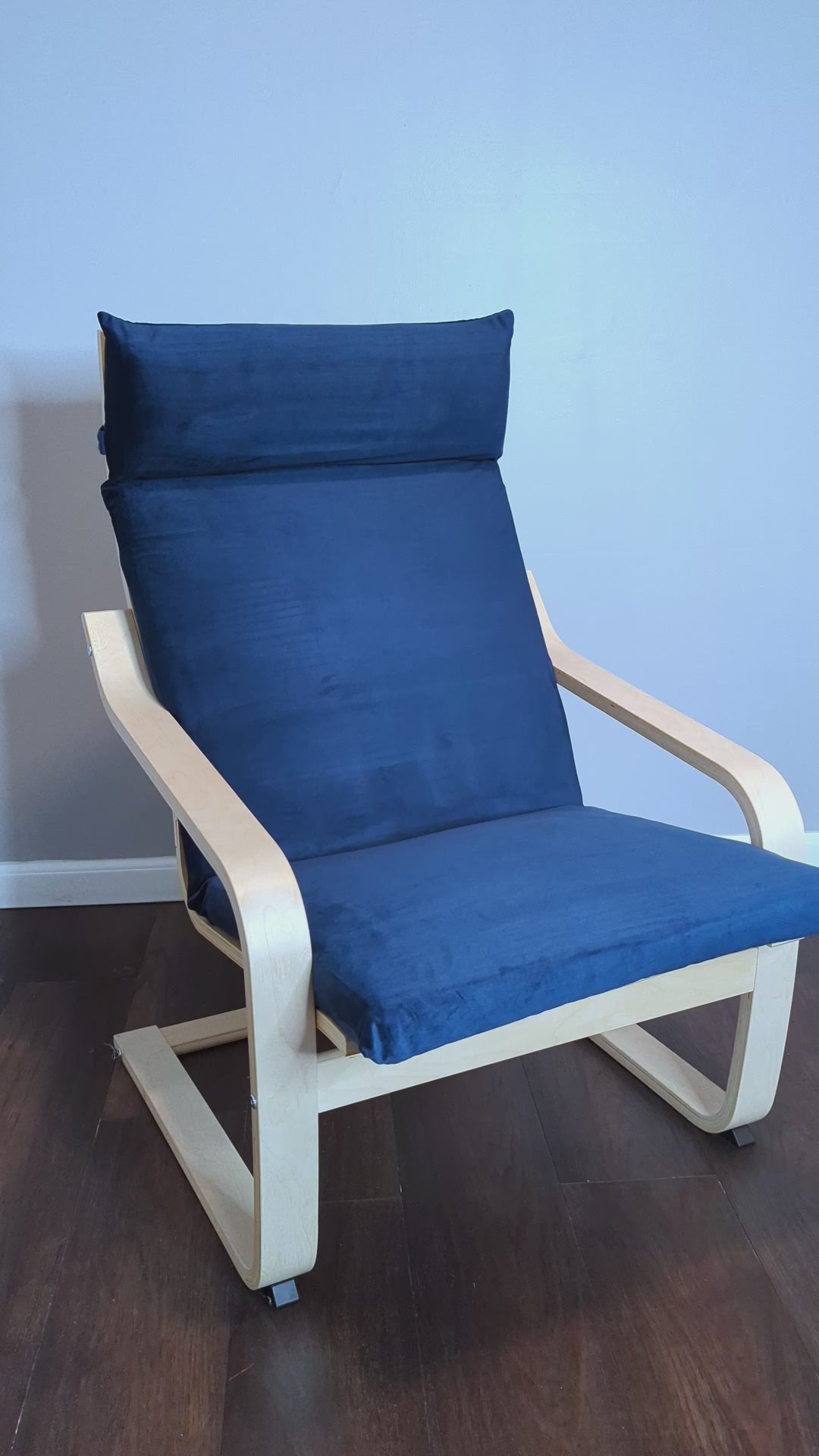 Housses de chaise et de pouf en velours bleu marine, compatibles avec IKEA Poang